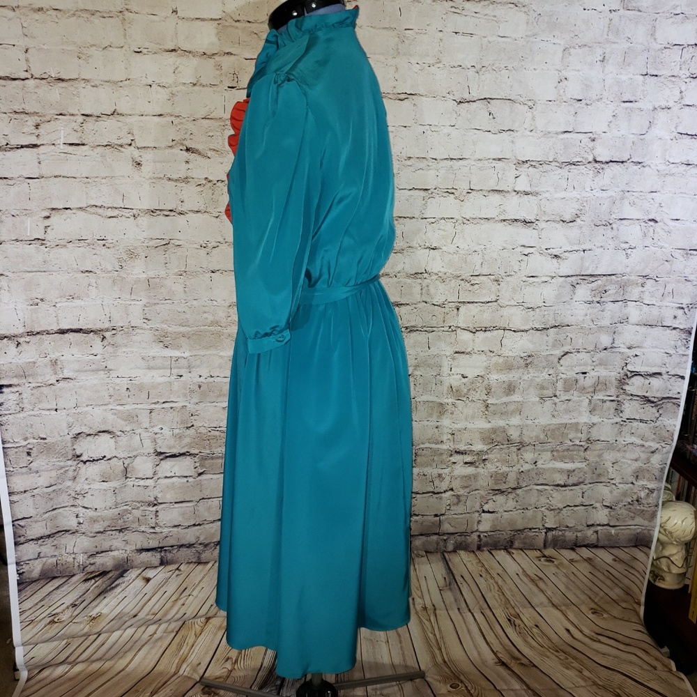Vintage 70s/80s Caron Petite blue button front Dress - Picture 4 of 7